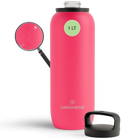 waterdrop® Gourde Thermo 1l gourde isotherme en inox, 24h froid - 12h chaud, anti-fuite & résistante, thermo pour le café