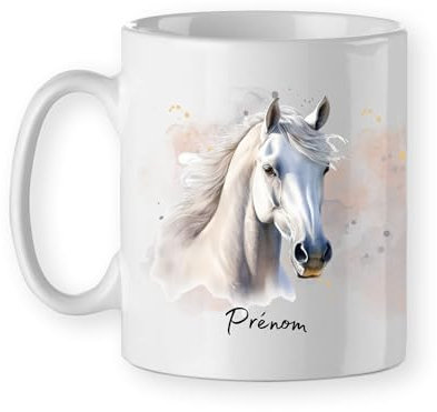 Mug cheval personnalisable avec prénom, tasse cheval cadeau cavalière équitation, modèle 3