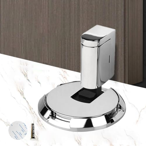 New Magnetic Door Stopper, Upgraded Punch-Free Mechanical Silent Floor Door Stop, Adjustable No Drilling Mechanical Floor Doorstop Magnetic Door Locks with Adhesiv (Bright Chrome)