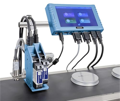 Eurannit Automatische Inkjet Codierungsmaschine für Produktionslinie, Thermo-Tintenstrahldrucker 260E mit Touch-Bildschirm für Datum/Charge/QR Code/Barcode/Logo usw(2 Düsen/12.7mm)