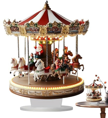 GjnjfdF Merry Go Round Karussell, Karussell-,Traditionelle Karussellszene aus Acryl | Sammelfiguren, Dorfszene, Tischation für die Tischplatte in der Küche, im Schlafzimmer, im Wohnzimmer