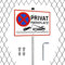 Panneau de parking privé avec support de poteau - En aluminium - 30 x 20 cm - Pour parking privé (poteau de 70 cm)
