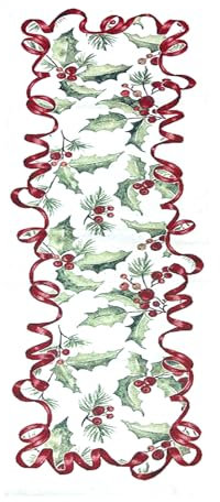 IL MAGGIOLINO | Dekorativer Weihnachten Tischläufer 100x40 cm, Neues Lurex Stechpalmen-Muster in Gobelin-Stoff, Made in Italy