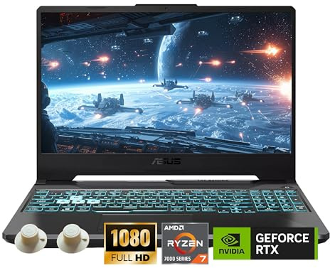 ASUS Computer portatile da gioco TUF A15, processore AMD Ryzen 7 7435HS, NVIDIA GeForce RTX 3050, display Full HD da 15,6, RAM DDR5 da 16 GB, SSD da 1 TB, tastiera retroilluminata, Windows 11 Home
