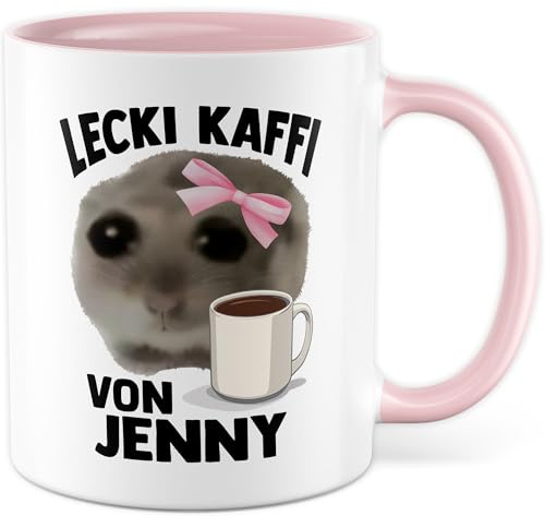 Tasse personalisierbar Geschenk Lecki Kaffi von Jenny, Kaffeetasse mit Name Sarkasmus Witz Humor Kollege Freund, Geschenkidee Geburtstag Weihnachten Feierabend Kaffee-Becher