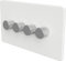 Flat Trailing Edge 2 Way LED Dimmer Switch Rotary Push On/Off for Dimmable LED and Halogen Lights - White/Silver 4-Gang