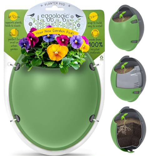 eggologic Pflanzkübel – Vertikaler Garten-Pflanztopf für Balkon, Terrasse oder jeden kleinen Raum – Outdoor-Pflanztöpfe für Blumen, Kräuter und kleine Pflanzen – 100% recycelte Materialien