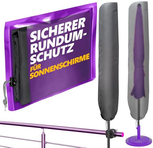 4smile Sonnenschirm Schutzhülle, Anthrazit - Wetterfeste Schutzhülle für Schirm 2 m Ø / 2 m x 1,25 m - Strapazierfähige Sonnenschirmhülle, Polyester Schirmhülle, Abdeckung Sonnenschirm