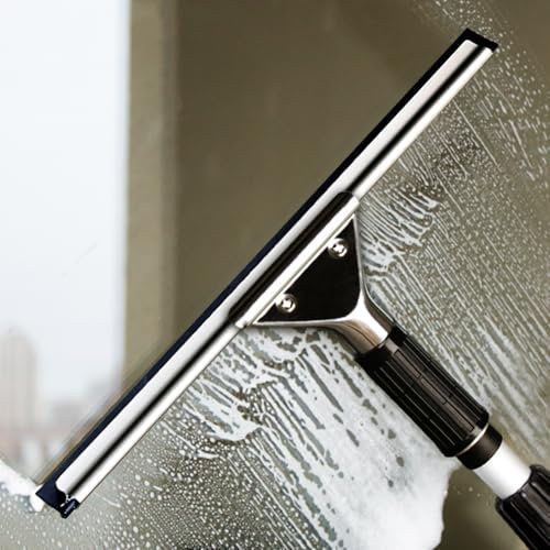 EXCLURA Fensterabzieher Breiter Abzieher zum Fensterputzen mit Langer Stange, Fensterreinigungswerkzeug, Duschabzieher für Glastüren, Fensterreinigungswerkzeuge mit Ersatztuch(4m/13.1ft)