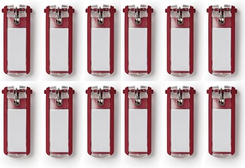 Durable Schlüsselanhänger Key Clip, einfach aufklappen & beschriften (Rot, 12er Set)