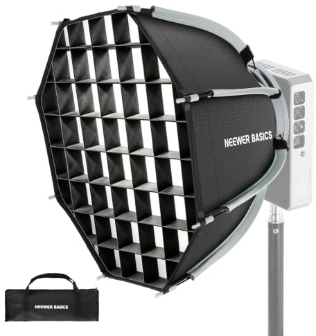 NEEWER BASICS Softbox Octogonal 12avec support Mini (non Bowens), Kit Boîte Lumière Parabolique Mini Octabox avec diffuseurs&grille pour lumière LED FS/HB/HS,Photo Studio Enregistrement Vidéo NS68P