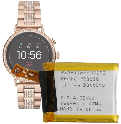 SwarKing APP00276 Batterie de rechange rechargeable 0 cycle 330 mAh 3,8 V Compatible avec Fossil Q Marshal Gen 4