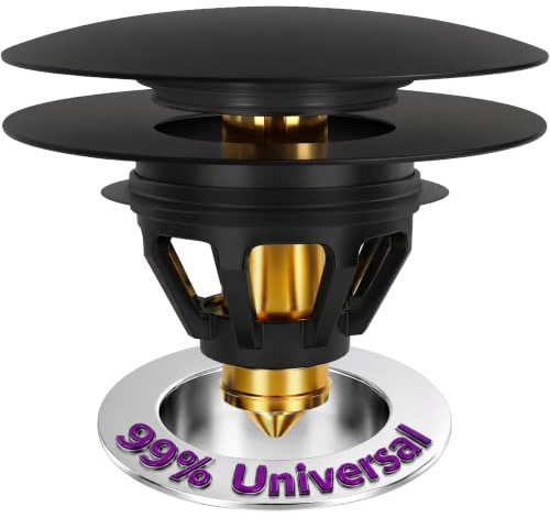 M. ROSENFELD HOME Waschbeckenstöpsel Matt Schwarz mit Sieb – Universal Abflussstopfen Waschbecken Pop Up aus Messing 34–38 mm | Waschbecken Verschluss