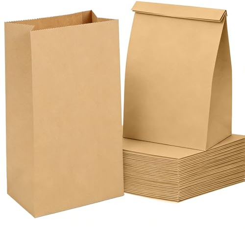 Weifeng 50 Stück Papiertüten klein 11x6x20 cm Geschenktüten Papier Braun | Kraftpapiertüten Geschenktüten für DIY Adventskalender, Ostern, Weihnachten, Advent, Geburtstagsparty, Kindergeburtstag