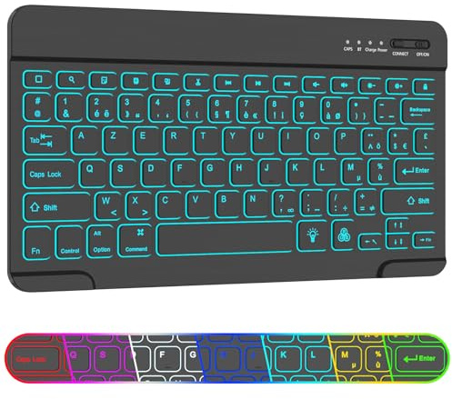 AMZBOSS 130g Portable AZERTY Clavier sans Fil iOS,Android et Windows | connexion Bluetooth stable clavier sans fil, 20 jours d'autonomie,clavier Bluetoothpour bureau et études,Noir