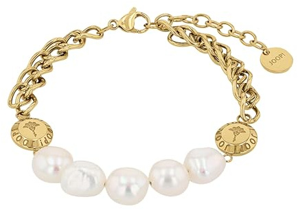 JOOP! Armband Edelstahl Damen Armschmuck, mit Süßwasserzuchtperle, 17+3 cm, Weiß, Kommt in Schmuck Geschenk Box, 2038982