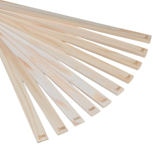 Hontaog Set 10 Listelli in Legno per Argilla, 5 Misure 3 4 5 6 7 mm, Guide Spessore per Stendere Argilla, Strumenti per Ceramica e Modellazione, per Lastre Uniformi