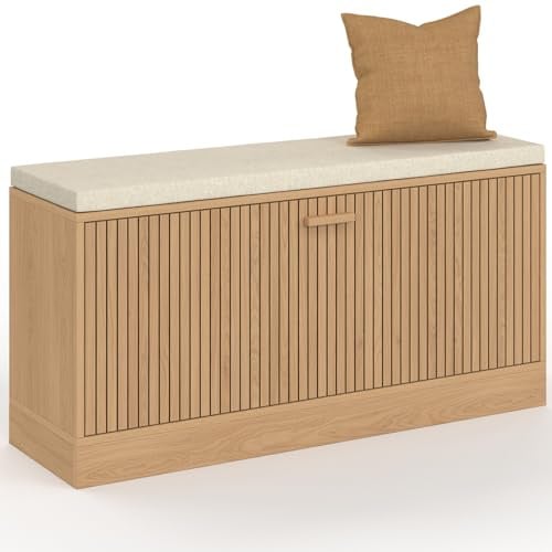 IDMarket - Eingangsbank Schuhe Juliette Latten und Leisten aus Holz, eichenfarben