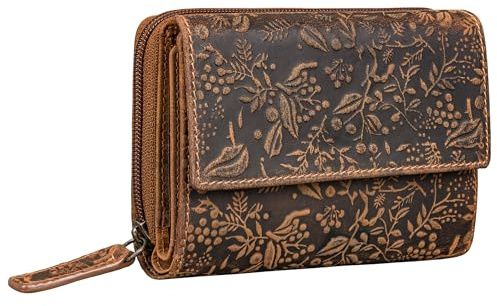 STILORD Thea Damen Geldbeutel Leder RFID Geldbörse Groß Vintage Portemonnaie für Frauen NFC Schutz Ledergeldbörse mit Reißverschluss in Geschenkbox Echtleder Farbe:Bergamo - braun