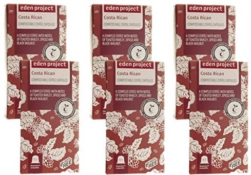 60 PLASTIC FREE Eden Project Costa Rica Home compostable Nespresso Compatible Capsules (6 x 10)