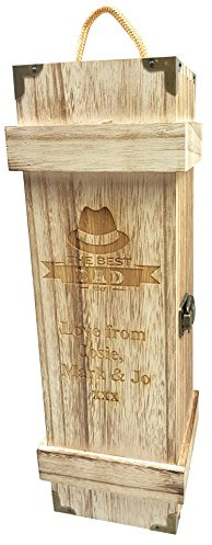 Fathers Day Vintage Chest Style Wine Gift Box Birthday Champagne Whisky Bottle Personalised Engraved Wooden …