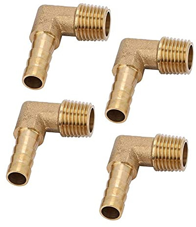 4pcs tuyau de coude barb raccord tuyau de barb tuyau de coude de filetage mâle en laiton G1/4 8mm