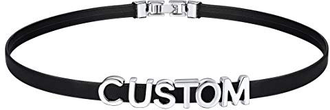 U7 Leder Choker für Damen Mädchen Schwarz personalisierte Halskette mit Buchstaben/Zahlen/Zeichen Name Kette Halsband DIY Lederhalsband Kropfbänder Punk Modeschmuck für Halloween Cosplay