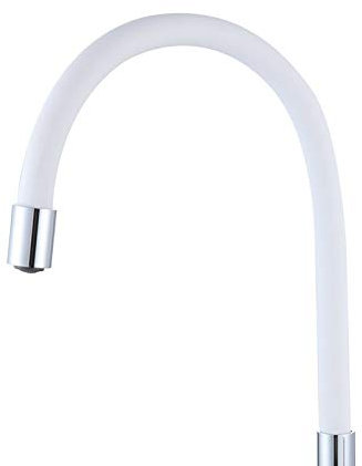 ATCO® Grifo flexible para fregadero de cocina, caño en forma de S, 3/4, color blanco