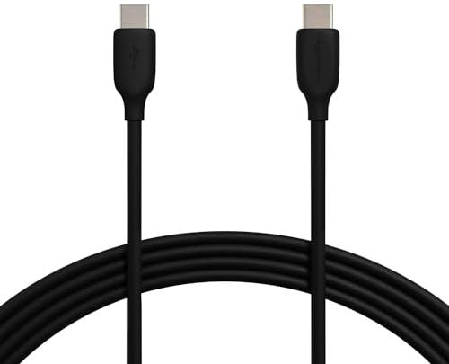 Amazon Basics Câble de chargement rapide USB-C vers USB-C 2.0, vitesse de 480 Mbit/s, certifié USB-IF, pour Apple iPhone 16/15, iPad, Samsung Galaxy, tablettes, ordinateurs portables, 3 m, noir