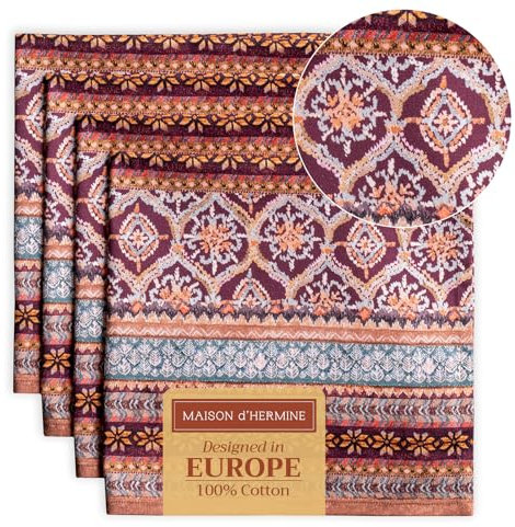 Maison d' Hermine Fair Isle Servietten, 100% Baumwolle, weich und bequem, ideal für Abendessen, Hochzeiten, Cocktailpartys, Weihnachten, Muttertag (45 x 45 cm), 4 Stück