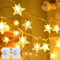 Sternen Lichterkette, Lichterkette Außen Batterie 2 Stück 5M 50 LED Sternen Lichterkette Außen Innen Weihnachten Lichterketten Batterie Warmweiß mit 8 Modi für Weihnachten Hochzeit Party Deko