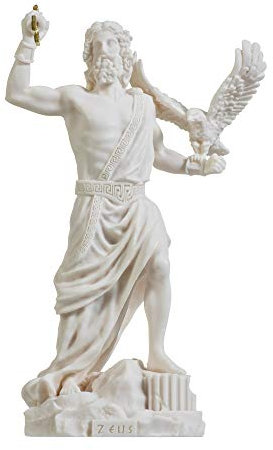 Zeus griechischer Gott Jupiter Donner Statue Figur Alabaster 23,5 cm