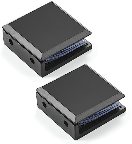 Ranbo Hypotenuse Lot de 2 pinces carrées en acier inoxydable 304 sans cadre pour porte de douche ou panneau fixe de verre à verre, pour une épaisseur de verre de 5/16 à 1/2 (8 à 12 mm) (0 degrés)