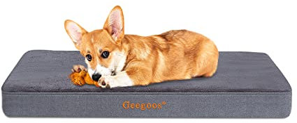 Geegoos Mittelgroßes Hundebett,Orthopädisches Hund Kissen und Gedächtnisschaumhundbett mit waschbarer Abdeckung, Hundesofa Bett (73,5 x 45 x 7 cm,Grau)