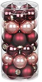 MAGIC Weihnachtskugeln Glas 4cm x 30 Stück Christbaumkugeln Vintage Rose