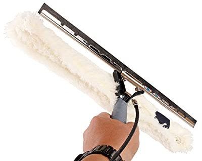 AxisLine Profi Kombi Fensterwischer wassergeführt 25/35/45/55cm mit Fensterabzieher & Einwascher Microfaser-Wischbezug und 2X Gummilippe (hart & weich) (45cm)