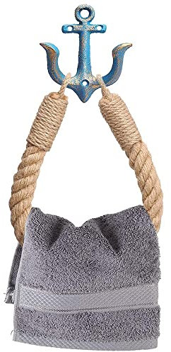 Niciksty Nautical Rope Toilet Paper Holder, Toilet Roll Holder Industrial Rope with Metal Hook, Retro Toilet Paper Holder, Toilet Roll Holder Wall Mounted for Bathroom