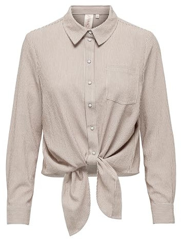 ONLY ONLLECEY LS Knot Shirt Noos WVN Blouse, Coconut/Rayures : Nuage Danseur, XS Femme