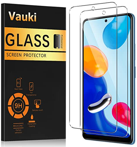 Vauki 2 Unidades, Protector de Pantalla Compatible con Xiaomi Redmi Note 11S/Note 11 6.43,Película Protectora de Vidrio Templado para Redmi Note 11S,0.33mm Ultrafina Transparente Sin Burbujas