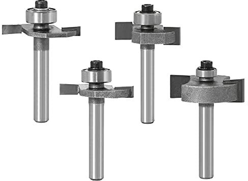 WSOOX Slot Router Bits with 1/4 Inch Shank Biscuit Joint Slot Cutter 4PCS Woodworking Grooving Router Cutter Set (Cutting Height:5/35 ,3/16,5/16,3/8)