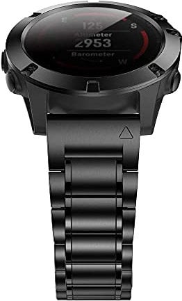 HQEUZ Titan Armband 22mm für Fenix 7/Fenix 6/Fenix 5, Verstellbares Metall Armband Quick Fit Kompatibel mit Garmin Fenix 6 Pro/Fenix 5 Plus/Instinct 2/ApproachS62/Forerunner945/935/EPIX 2, Schwarz
