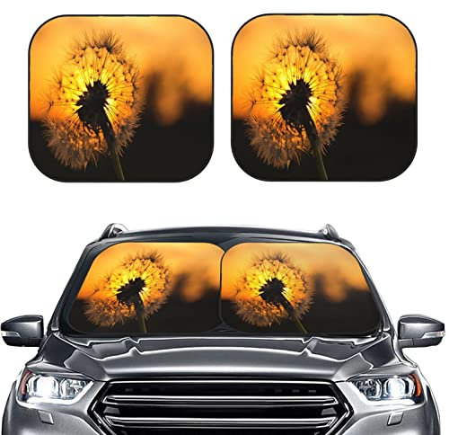 Auto Scheibenabdeckung Sommer Sonnenschutz Auto Frontscheibe Faltbar Motiv Strandwellen Frontscheibenabdeckung Auto Zubehör Sonnenschutz 2-teilig 74x60cm mit Aufbewahrungstasche Auto Sonnenschutz