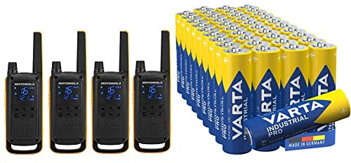 Motorola Talkabout T82 Extreme Quad PMR Funkgerät & VARTA Batterien AA, 40 Stück, Industrial Pro, Alkaline Batterie, 1,5V, Vorratspack in umweltschonender Verpackung