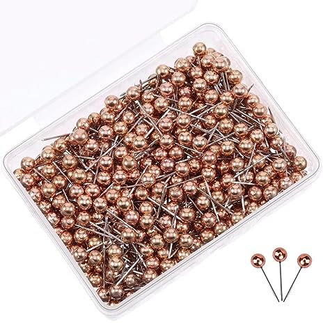 PINEPAN Stecknadeln pins für pinnwand Stifte mit runden Köpfen Stecknadeln Plastikkopf zum Markieren von Reiserouten Adressen Rose Rot 200 Stück