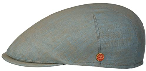 Mayser Sidney Linen Flat Cap Men - Made in the EU Ivy hat with Peak, Lining Summer Spring-Summer - 58 cm Turquoise