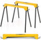 COSTWAY Lot de 2 Tréteaux Pliables Métalliques Charge Max 600 kg, Tréteaux Pliants Compacts avec 4 Crochets, Poignée, Pieds Antidérapants pour Bricolage, Sciage, 92 x 48 x 74 cm (Jaune)