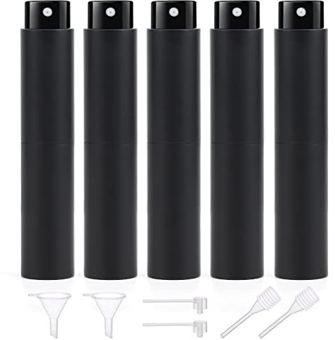 Segbeauty Atomizador Perfume, 5 Piezas Pulverizador Colonia Recargable, 10ml Pulverizador Pequeño, Contenedor de Perfume para Fiesta Cita, Adecuadas para Viaje Hombres y Mujeres (Negro)