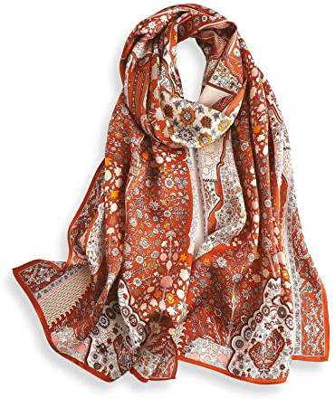 PoeticEHome Écharpe Longue en Soie de Mûrier 100% – Châle Foulard Femme | Emballage Cadeau (170x53cm)