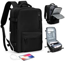 SZLX Sac à Dos Ryanair Cabine Bagage sous siège cabine Easyjet Femme Sac de Voyage Homme Cabine Avion Sac à Dos Imperméable pour Ordinateur Portable avec Compartiment à chaussures Noir