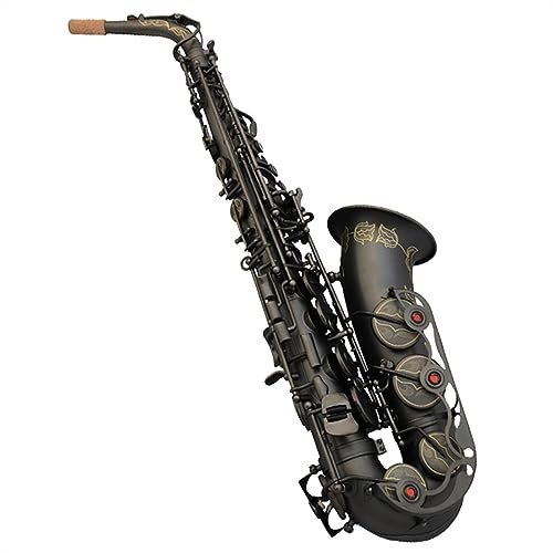 Saxophon Saxophon Mit Mattem Messingkorpus, Schwarz Vernickelte Oberfläche, Alt-Es-Saxophoninstrument Mit Zubehör